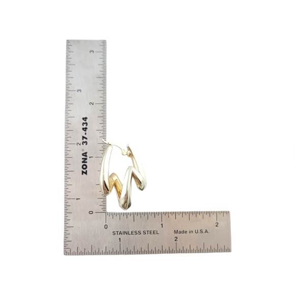 14K Two-Tone Yellow Gold Geometric Earrings #16059 - Picture 3 of 7